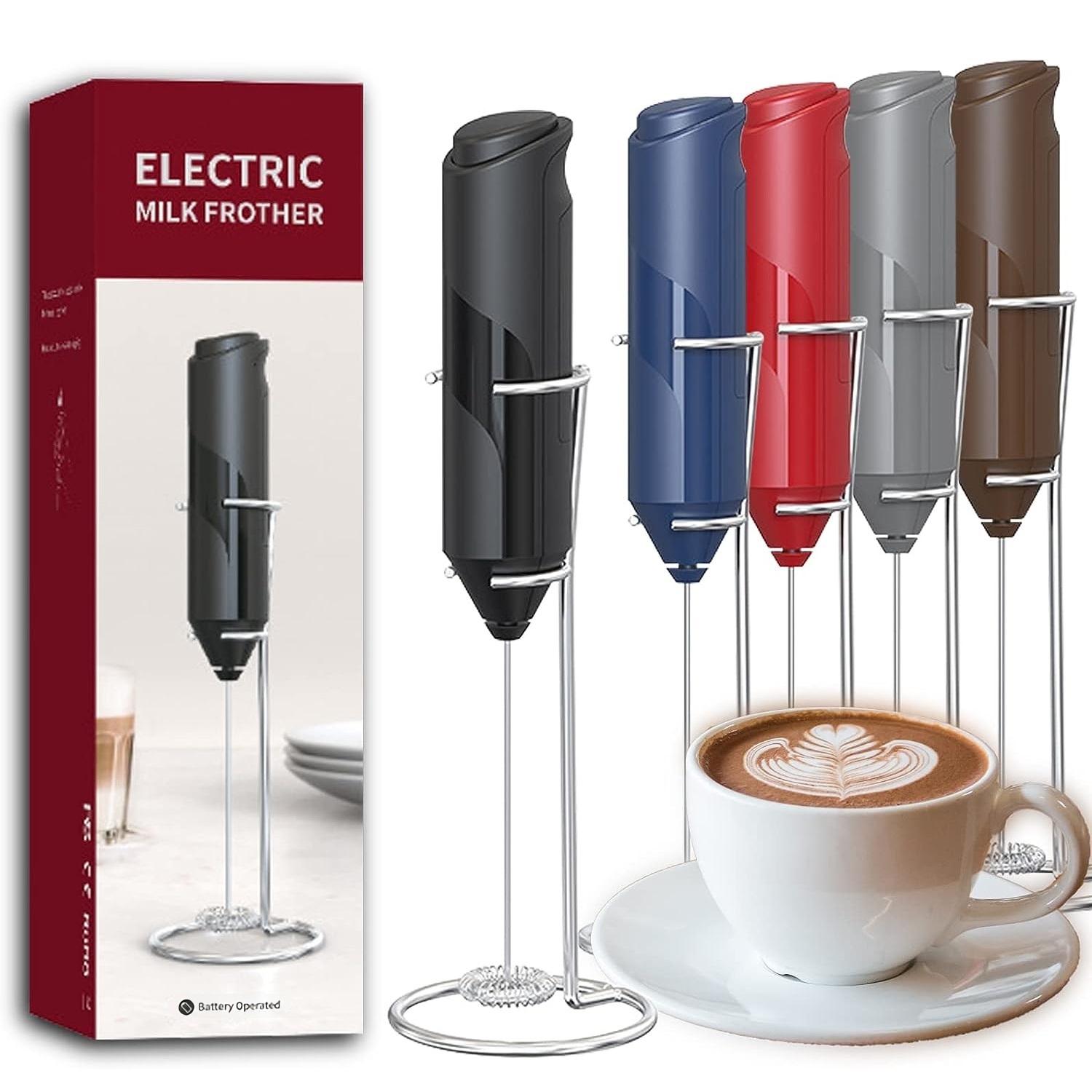 Hand Mixer Electric - Electric Milk Foamer Coffee Maker Hand