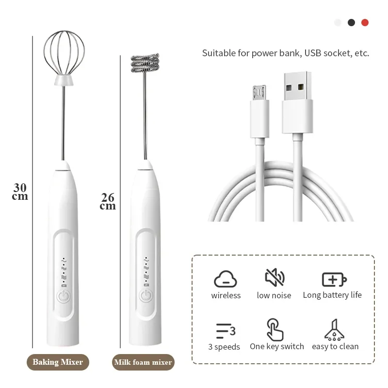Hand Mixer Electric - Portable Electric Milk Frother USB Egg